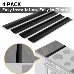 4 Pack Silicone Stove Gap Covers – 21” Heat Resistant Counter Gap Filler, Easy to Clean Stove Guard for Kitchen (Black)