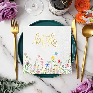 20pcs/100pcs Disposable Team Bride Napkins, Wedding Party Paper Towels, 13x13 Inches, Cocktail Party Decorations, Restaurant and Hotel Use