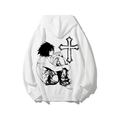 Unisex Death Note L Misa Anime Vintage Graphic Hoodie - Men's Streetwear Top, Deathnote Cool Gift for Adults, Boyfriends, Geeks, Guys, Cool Gifts For Adults