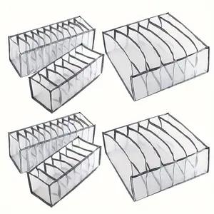 6-piece magic folding drawer storage box for underwear and socks | Durable nylon material, lightweight and washable, space saving transparent design, transparent storage box