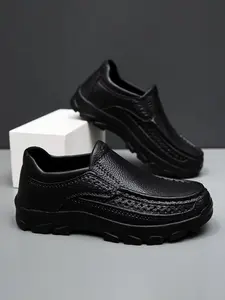 Summer Men's Soft Sole Slip-On Shoes, Textured Upper, Waterproof, Anti-Slip, Durable, Casual, No Holes, Outdoor Work, Commute, Versatile, Footwear