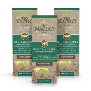 Tio Nacho Mexican Herbs Shampoo, 3 Pack, 14 Fl, Strengthening Hair Care with Royal Jelly, Ginseng, Wheat and Jojoba