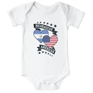 Nicaraguan American Heart Flags Nicaragua America Baby Bodysuit