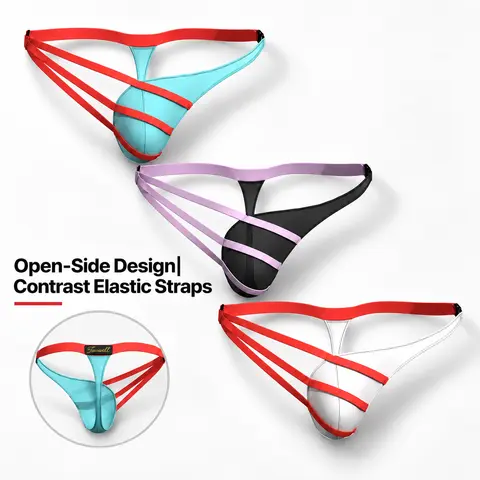 TAUWELL Men's Nylon Blend Waist Briefs - 87% Nylon 13% Spandex Fabric, Colorblock Contrast Elastic Straps, Smooth Lightweight Stretch, Breathable Open Side, Sexy Bikini Style, Foldable, No Excess Bulk, Hand Wash Only, 1-Pack/3-Pack-25105
