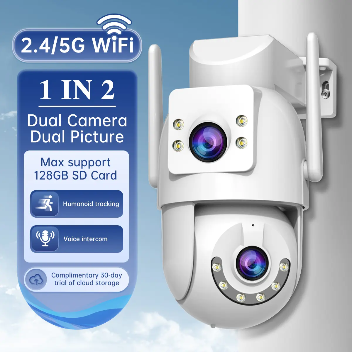 【5G/2.4G WiFi】 Security Camera, Fast Setup，8MP Dual-Lens CCTV Camera | Stormproof IP66, Auto Tracking, 5G WiFi | 2-Way Talk, Smart Alerts, Night Vision  | SD/Cloud Storage | Shop & Home Security