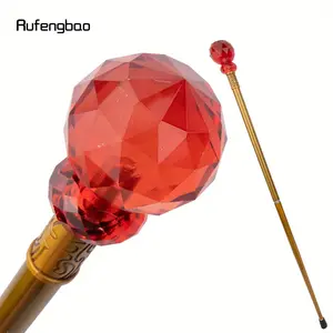 Red Glass Ball Cane Fashion Decorative Luxury Stick Decorative Cane Elegant Fashion Cosplay Alloy Crosier Stick 92cm
