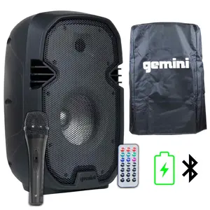 Gemini PartyBox Rave8 8" Powered Speaker with Rechargeable Battery & Cover Package