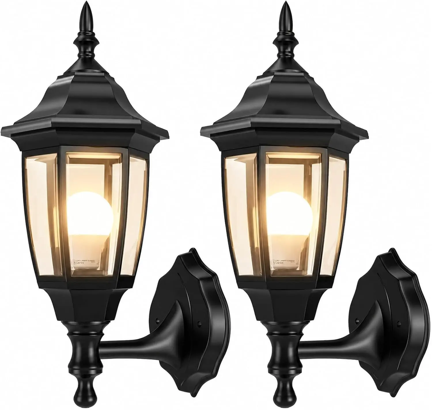 EMART 2-Pack Waterproof Anti-Corrosion Outdoor Wall Lantern,  Aluminum & Glass Shades, Bulbs Included Classic Black Wall Sconce Light Fixtures for Front Door, Patio Installation