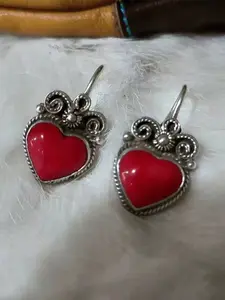 Vintage Acrylic Heart Earrings, Carved Horn Design, Party Jewelry Hooks, Women's Fashion Accessories, Elegant Gift Idea