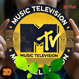 1pc 2D Plane Retro MTV Logo Metal Wall Decor - Retro Music TV Station Sign, Vintage Garage Signs, 20x 20cm / 7.8x7.8inch , Home Office Bedroom Cafe Garage Decoration, Holiday Gift, Perfect Room Decoration