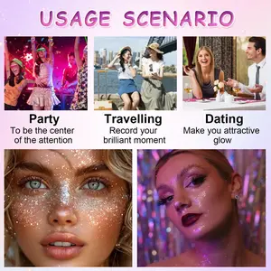 Highlighter Powder Spray, Shimmering Makeup Spray Glitter High Gloss Eyeshadow Sparkle Face Body Hair Cosmetic Long Lasting Loose Shimmer Hairspray for Women Hair Nails Art Craft Design for Festive Party, Stage Shows, Nightclubs, Bar