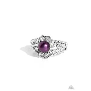 Titanic Tango - Purple Pearl Silver Ring - Paparazzi