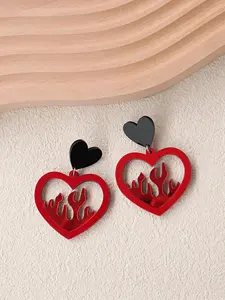 Creative Flame Heart Design Dangle Earrings, Vintage Exaggerated Punk Earrings for Women Girls, Colorful Funny Ear Jewelry for Party, Daily Decor, Dangling Earrings