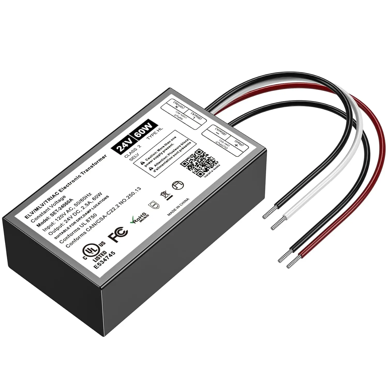 24v 60w Dimmable LED Driver,120V AC to 24V DC led Transformer Compatible with Lutron & Leviton -No Flicker&Dimming,UL Listed,Class 2 LED Power  for LED Strip Lights & Low  Projects