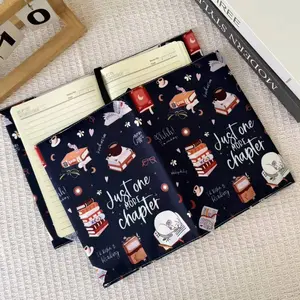 A5 Small Town Cat Book Cover, Romantic Dark Academic Dragon Pattern, Soft Fabric Notebook Protector, Waterproof & Washable, Notebook Refillable