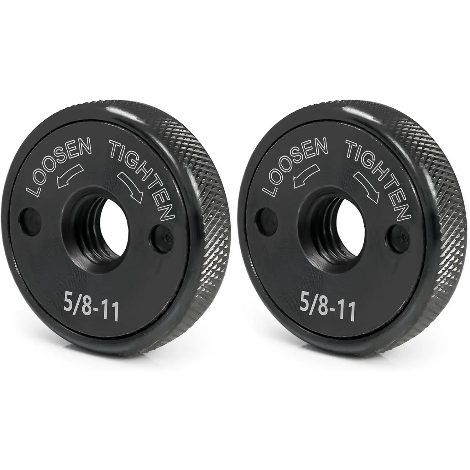 5/8-11 Nuts for Anlgle  4.5" and 5" No Wrench Required, 2 count Self Locking Flange Nuts Metal Lock  Knurled Arbor Nut