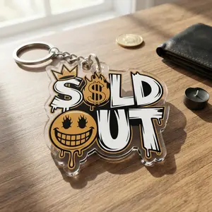 Cool Sold Out Keychain, Acrylic Graffiti Bag Charm, Edgy Hiphop Keyring, Aesthetic Smiley Face Key Ring, Trendy Backpack Charm Gift