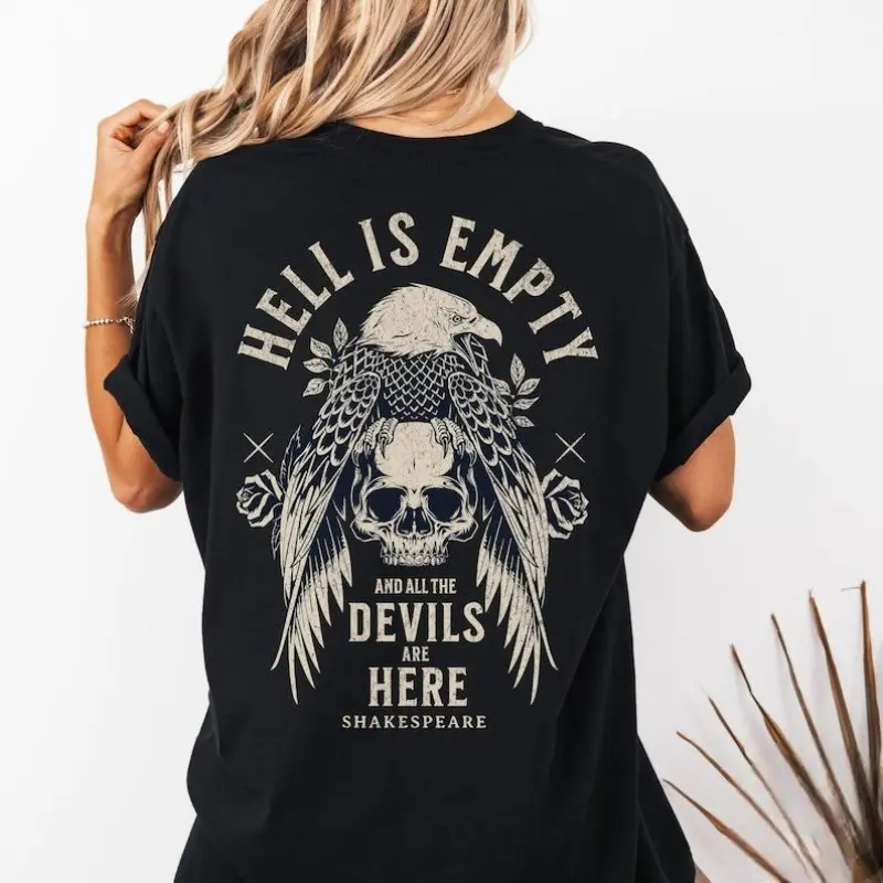 Shake speare Shirt Hell Is Empty And All The Devils Are Here The Tempest Dark Academia Goblincore Grunge Goth Shirt Black Womenswear
