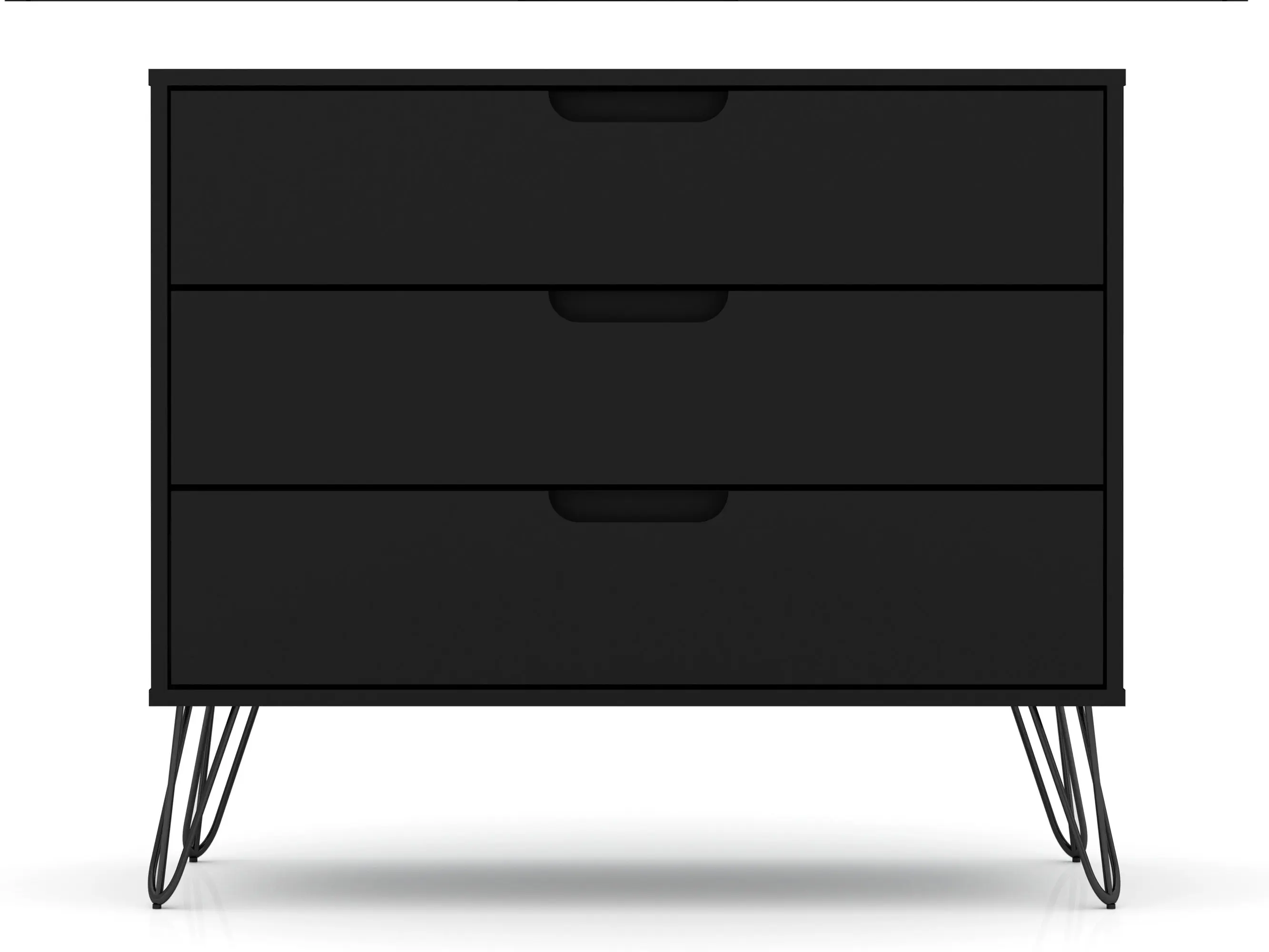Manhattan Comfort Rockefeller Mid-Century- Modern Dresser with 3-Drawers in Black 103GMC2