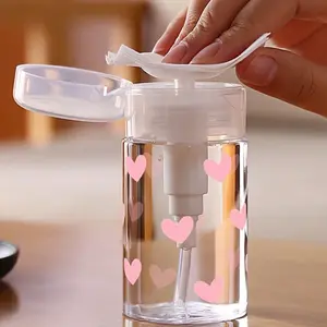 Pink Butterfly Pattern Clear PET Refillable Travel Bottle, Makeup Remover Dispenser, Dispensing Bottle with 3.38oz/6.76oz Portable Pump Dispenser for Nail Polish Remover, Toner and Makeup Remover, Dome Design, Hand Wash Only, Reusable, Makeup Remover Tool