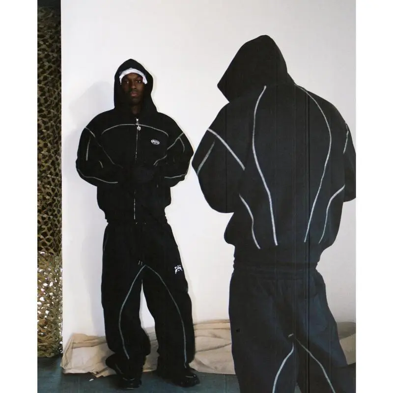 2025 Fashionable Casual Loose Sweatshirt Hip-Hop Street Style Unisex Zippered Hooded Sportswear Set Long Sleeve All SeasonsGift 2025 Fashionable Casual Loose Sweatshirt Hip-Hop Street Style Unisex Zippered Hooded Sportswear Set Long Sleeve All SeasonsGift