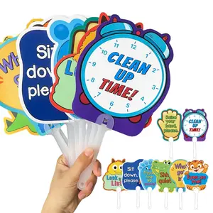 8-Piece Classroom Interactive Raise Cards for Teacher Instructions, Ideal Early Education Teaching Aids for Classroom Management, Visual Stimulation Cards