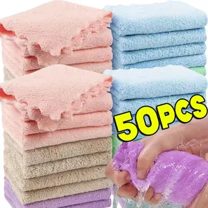 1-50 pieces of small hand towels 24x 24cm coral fleece solid color children's face towels, highly absorbent dish towels, bath towels