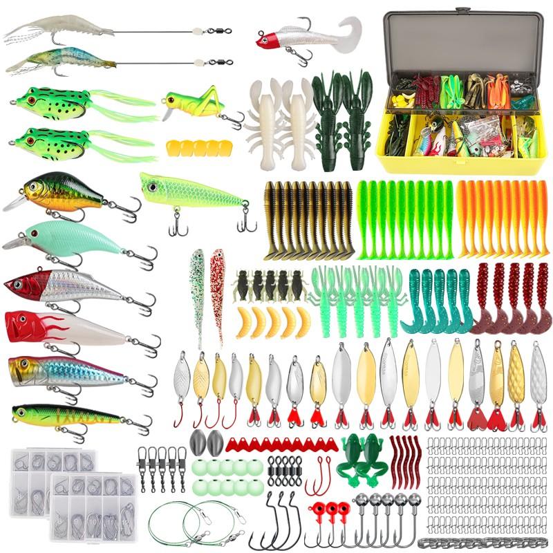 18/43/165/361/604pcs Fishing Lures Kit Soft Lure And Hard Baits Set Metal Jig Sea Fishing Accessories  Artificial Wobblers Fishing Gear Set