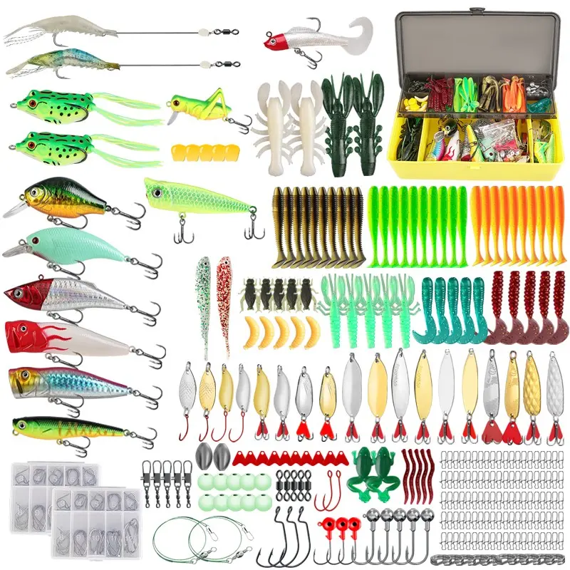 18/43/165/361/604pcs Fishing Lures Kit Soft Lure And Hard Baits Set Metal Jig Sea Fishing Accessories  Artificial Wobblers Fishing Gear Set
