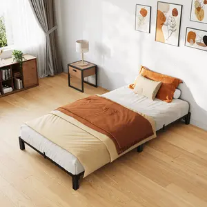 Twin/Full/Queen/King Bed Frame, High Platform Bed, Heavy Duty Steel Slats, Storage Space, Supports 800 Lbs, No Screws Easy Assembly