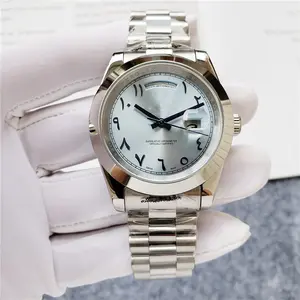 Silver Classic Arabic Numeral Dual Calendar Luxury Watch
