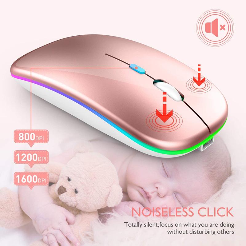 Bluetooth Mouse 2.4Ghz Wireless Mouse Mice Rechargeable Mouse Silent Mouse LED Backlit USB Gaming Mouse 1600DPI for PC Laptop Bluetooth Mouse 2.4Ghz Wireless Mouse Mice Rechargeable Mouse Silent Mouse LED Backlit USB Gaming Mouse 1600DPI for PC Laptop