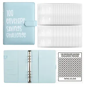 100 Envelopes Saving Challenge Binder - A5 Money Organizer with Zipper Closure, Cash Envelope System for Budgeting & Financial Planning, Save $5050 Easily!, Budget Organizer | Practical Design | Versatile Storage, Money Saving Challenge Book