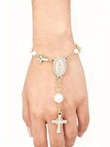 Vintage Cross Steering Wheel Beaded Charm, Women's Bracelet, Car Pendant Accessory, Unique Fashion Car Decoration, Alloy Material