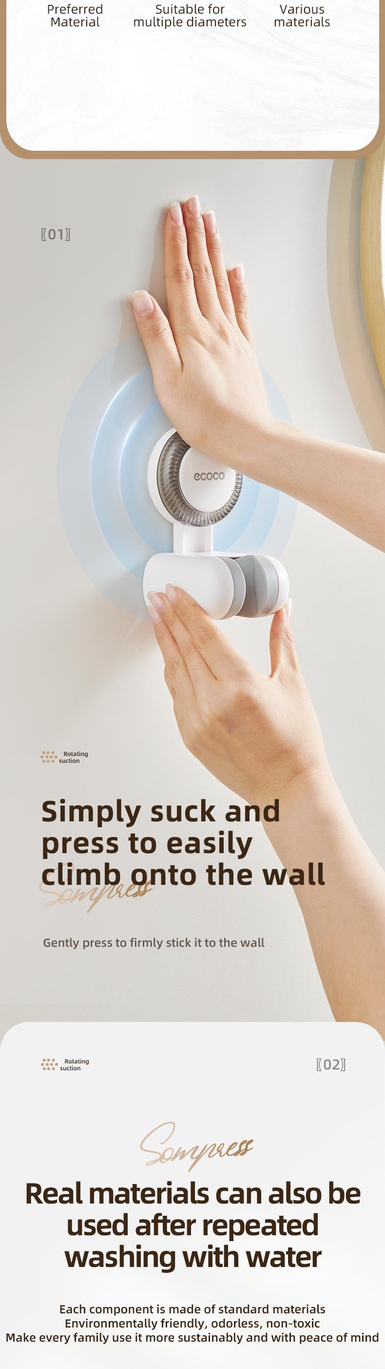 RENEMOS Relocatable Shower Head Holder - Damage-Free Suction Cup Mount - No Drill, No Tools Needed - Adjustable Shower Stand for Tile & Glass - Reusable & Removable - Perfect for Apartments & Rentals