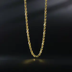 4mm 14K Gold Diamond Cut Solid Rope Chain - Model 0386