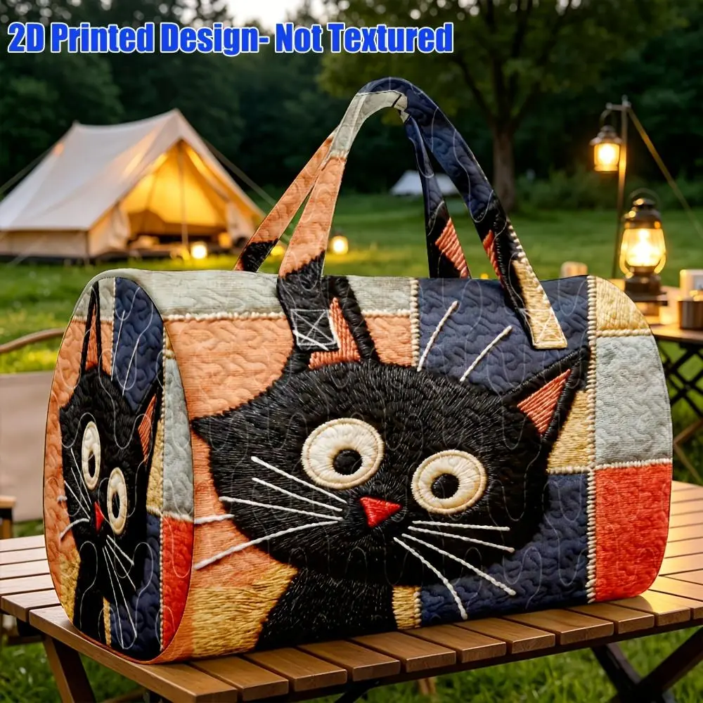 1pc Women's Handbag, Cute Cat Patchwork Quilted Boston Tote Bag, Black Cat Patchwork Color Block Theme, Colorful Patchwork Style, Suitable for Women Who Love Cats and Bold Color Combinations, Halloween, Thanksgiving, Christmas Holiday Gift