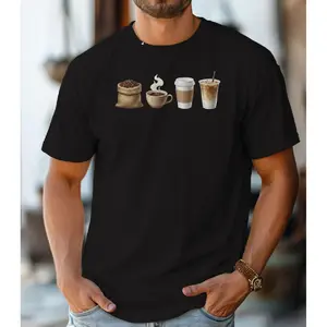 Coffee Lover T-Shirt, Coffee Beans, Hot Coffee to Iced Coffee Graphic Tee