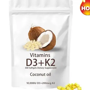 Vitamin D3 K2 (MK-7) Supplement Softgels, 300 Coconut Oil Infused Mini Softgels, 2 in 1 Vitamins D & K Complex for Bone, Immune & Heart Health