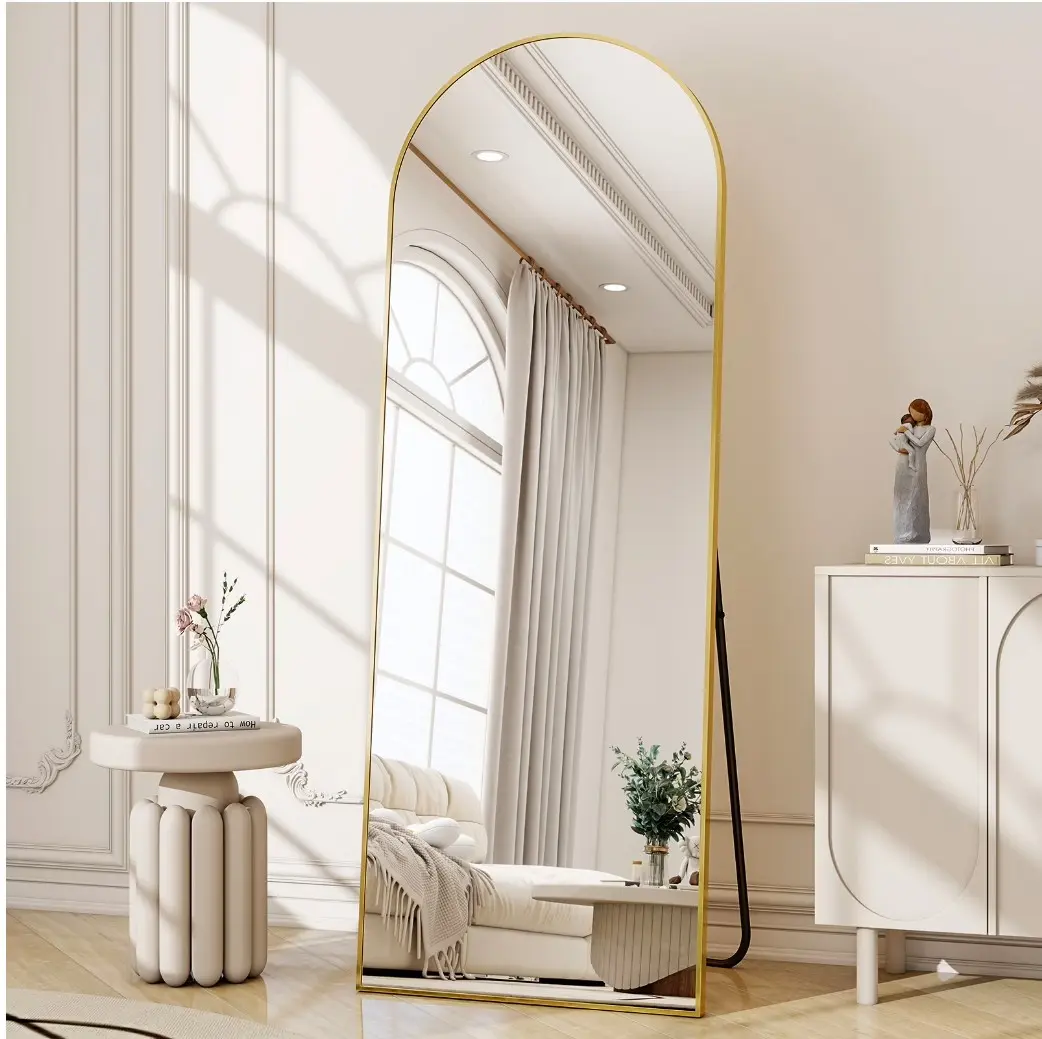 59"x16" Arched Full Length Mirror Floor Mirror Full Body Standing Mirror, Gold