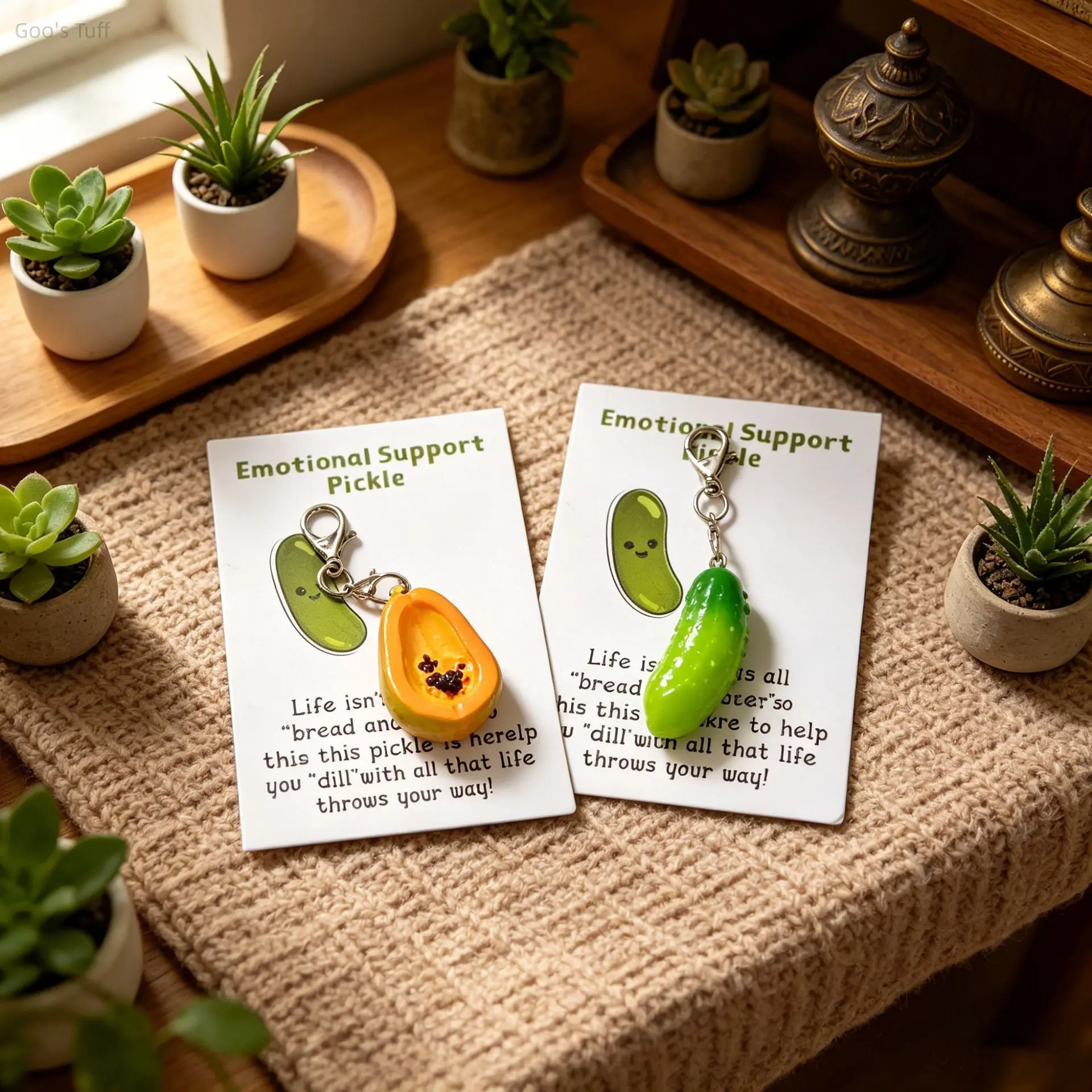 Resin Mini Fake Fruit Keychains - Realistic Papaya & Cucumber Miniatures, DIY Craft Accessories, Lightweight Desk Ornaments, Table Decor Gifts for Craft Enthusiasts
