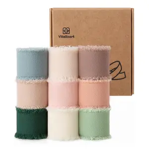 Vitalizart 1" x 27 Yd Chiffon Silk Ribbon Mixed Color Ribbons Set 3 Yd x 9 Rolls Fringe Fabric for Wedding Invitations Bridal Bouquets Party Decoration Gift Wrapping Bow Making package tiktokshopspringglowup