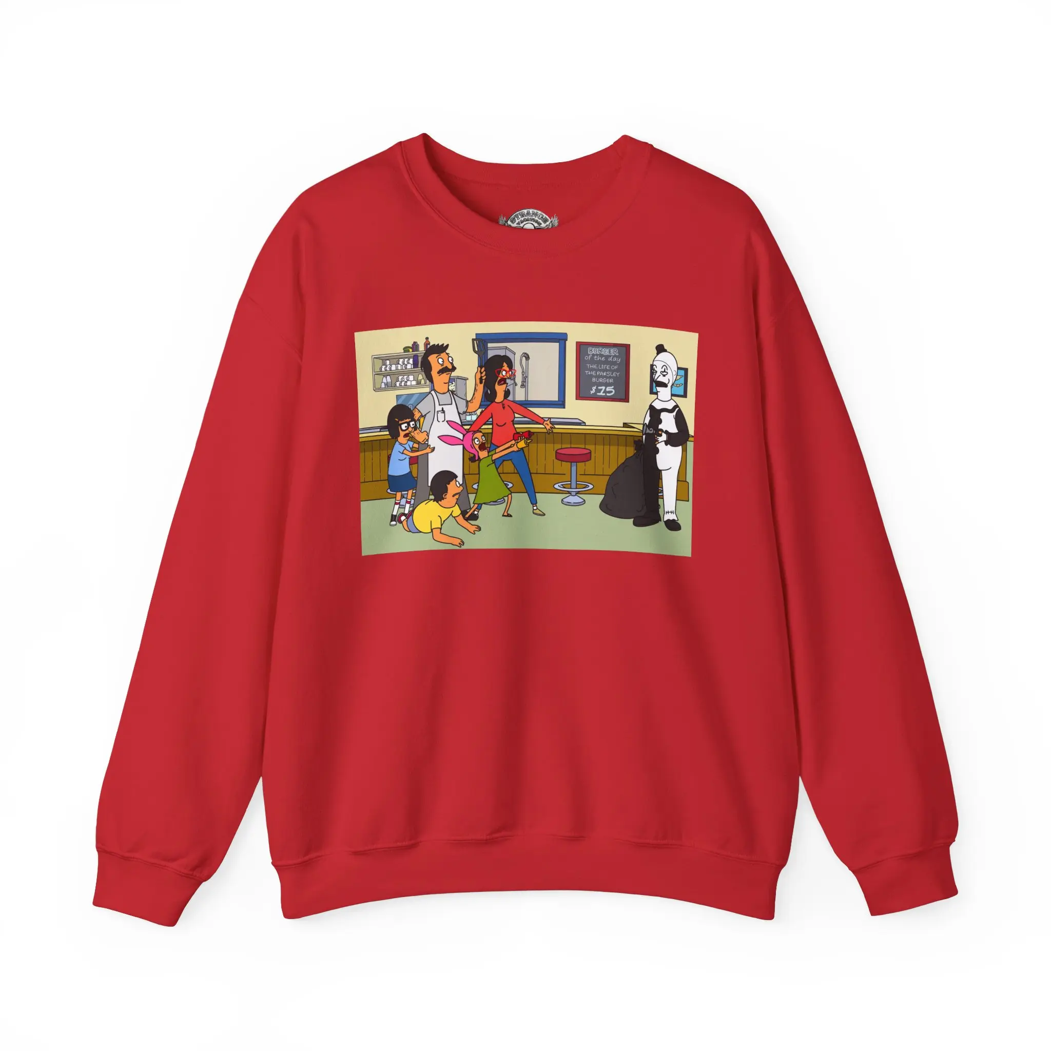 Terrifier Art The Clown Meets Bobs Burgers Unisex Heavy Blend™ Crewneck Sweatshirt