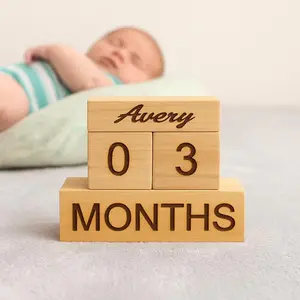 Personalized Wooden Milestone Blocks Rustic Nursery Photo Props for Baby's Growth Journey Engraved or Printed with Numbers Words or Custom Details Safe for Nursery Use