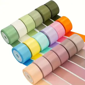 Silk Ribbon Roll Set, 6 Rolls, 1 Inch X 5 Yards, Ideal for Wedding Bouquets & Crafts, Perfect for Gift Wrapping & Bow Making, Gift Wrapping Supplies
