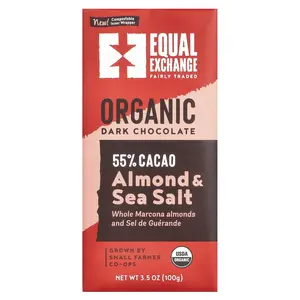 Equal Exchange Organic Dark Chocolate, Almond & Sea Salt, 3.5 oz (100 g)
