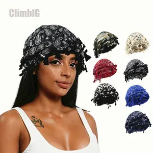 Viral Satin Lined Durag Turban, Silky Twist Strap Head Wraps for Hair Protection, Paisley Leopard Print Breathable Hair Bonnet, Adjustable Long Tail Head Scarf for Sleeping Daily Wear, Trendy Hip Hop Hair Accessory