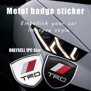 1Pc 3D Metal Shield Shape Car TRD Badge Logo Decal Body Side Door Front Grille Trunk Metal Sticker Decoration Car Accessories for Toyota Toyota Corolla C-hr Rav4 86 Avensis T25 Auris Land Cruiser Yaris Hilux Prius Camry