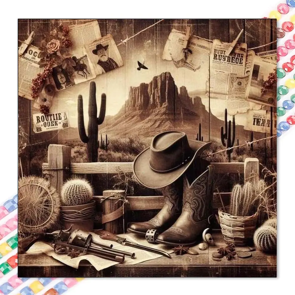 1 DIY Handicraft diamond painting kit, 5D diamond art set, DIY decoration, Western style diamond painting kit with full round drills, mosaic, diamond art, DIY art home decoration, suitable for Christmas.
