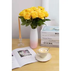 AnYa 24/48Pcs Artificial Roses Long Stem Silk Flowers Bouquet Realistic Fake Roses for Wedding Bridal Shower Party Table Centerpieces Home Decor DIY Floral Arrangements Valentine's Day Gift High Quality Faux Roses